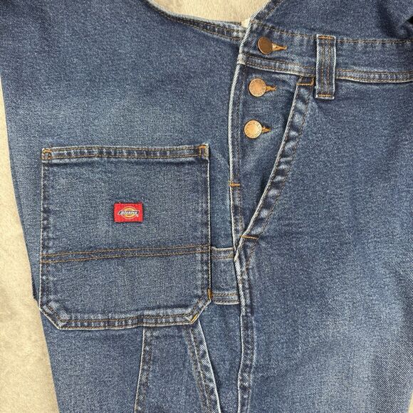 VTG Dickies Women’s XL Bib Overall Denim Relaxed Carpenter Medium Wash Workwear - Picture 11 of 14